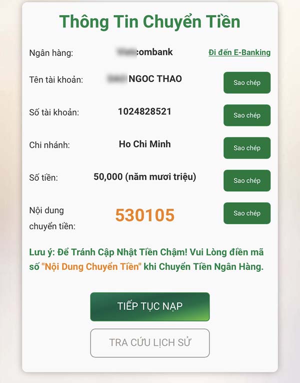 Hướng dẫn gửi tiền vào tài khoản FB88 - ravor.vip