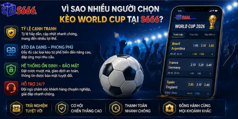 Kèo World Cup Tại S666 – Cập Nhật Tỷ Lệ Cược Hấp Dẫn Cho Mùa Giải Bóng Đá Lớn Nhất Hành Tinh - ravor.vip